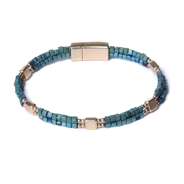 Hippes Armband, türkis, gold mit Magnetverschluss